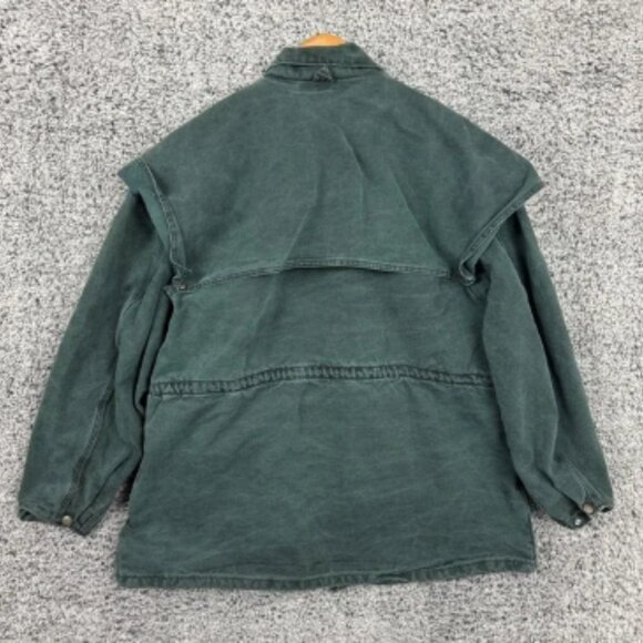 Vintage Carhartt Jacket Mens XL Green Canvas Cape Duster Lined Chore Coat USA - Picture 8 of 14